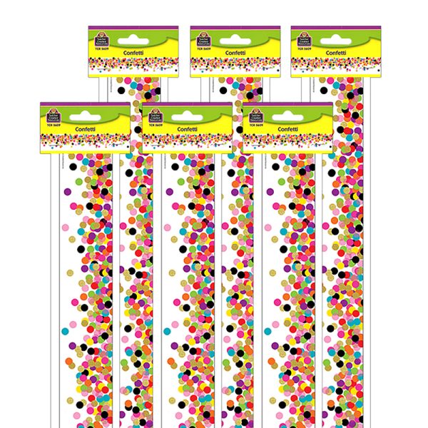 Confetti Straight Border Trim, 35 Feet Per Pack, 6 Packs