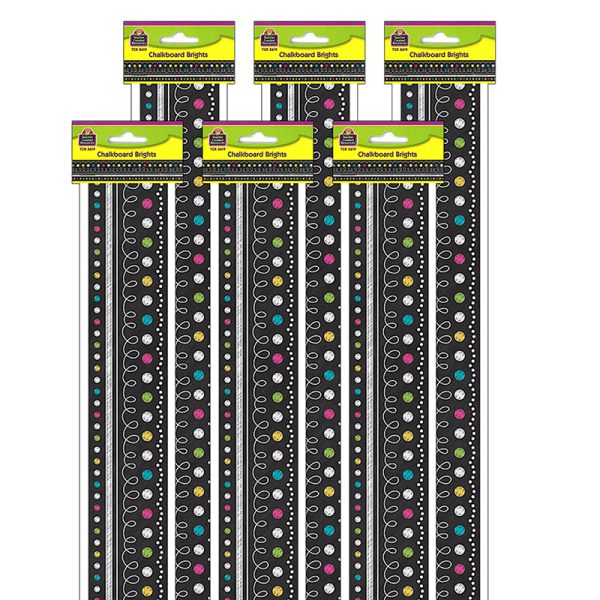 Chalkboard Brights Straight Border Trim, 35 Feet Per Pack, 6 Packs