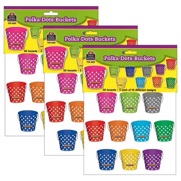 Polka Dots Buckets Accents, 30 Per Pack, 3 Packs