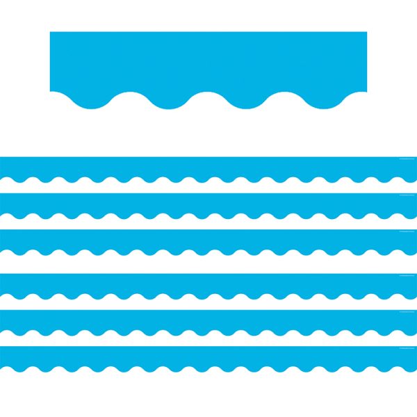 Aqua Scalloped Border Trim, 35 Feet Per Pack, 6 Packs