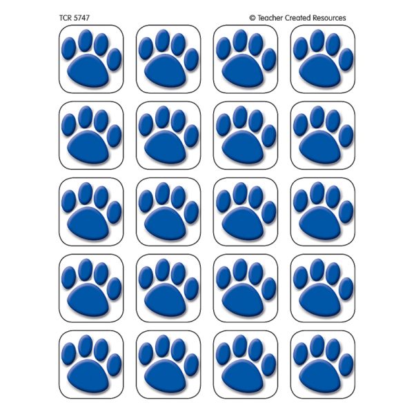 Blue Paw Prints Stickers, 1" Square