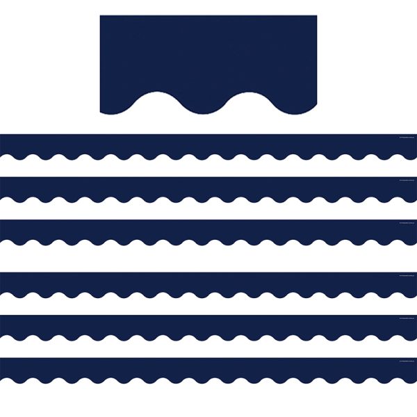 Navy Scalloped Border Trim, 35 Feet Per Pack, 6 Packs