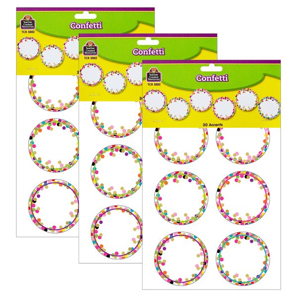 Confetti Circle Accents, 30 Per Pack, 3 Packs