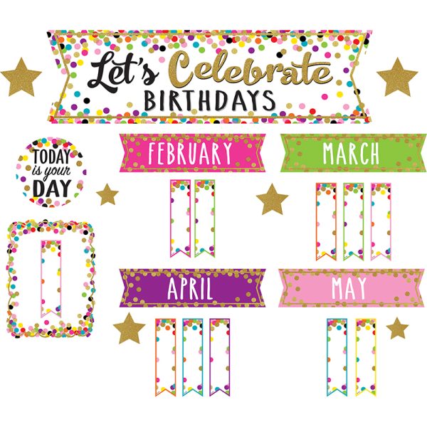 Confetti Lets Celebrate Birthdays Mini Bulletin Board Set