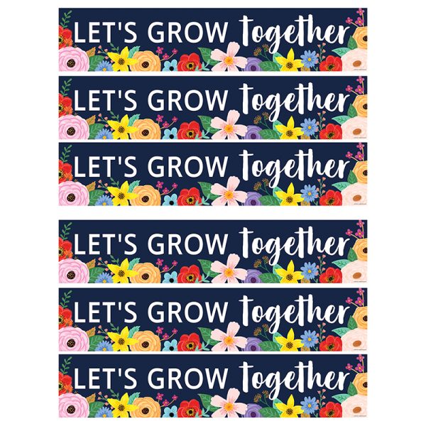 Wildflowers Let's Grow Together Banner, 8" x 39", Pack of 6