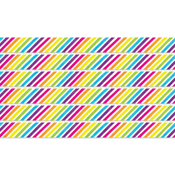 Brights 4Ever Stripes Straight Border Trim, 35 Feet Per Pack, 6 Packs