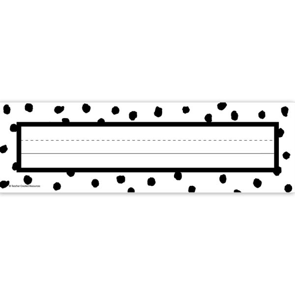 Black Painted Dots on White Flat Name Plates, 11-1/2" x 3-1/2", Pack of 36