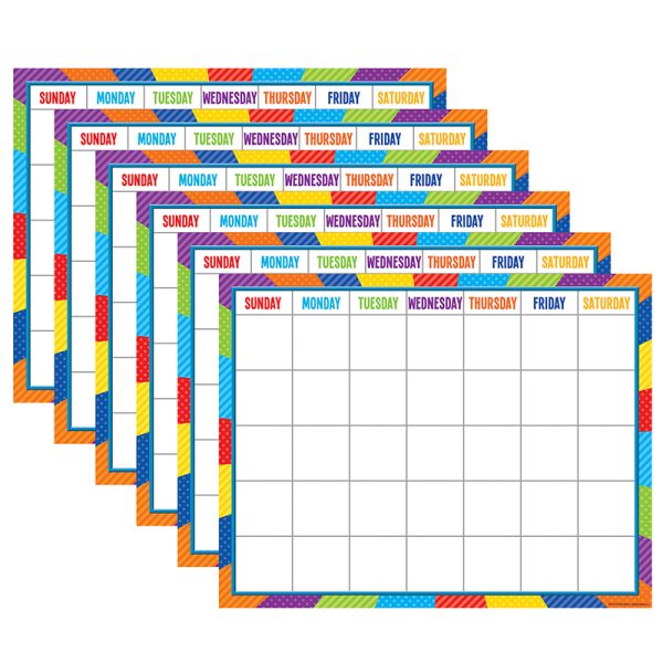 Playful Patterns Calendar Chart, 22" x 17", Pack of 6