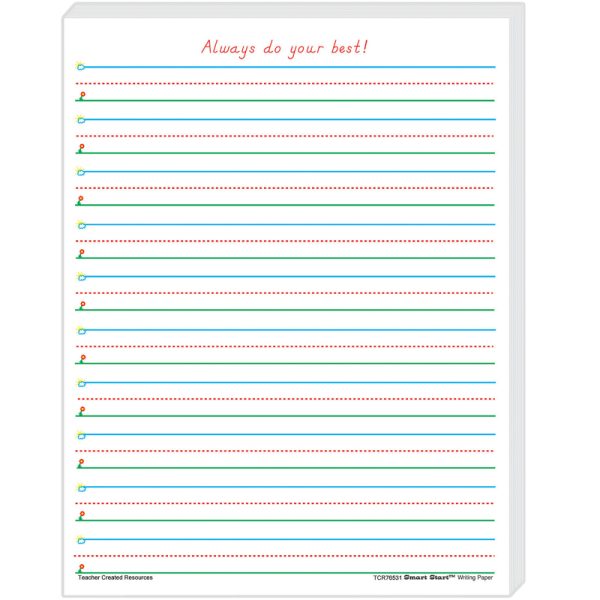 Smart Start 1-2 Writing Paper: 100 Sheets