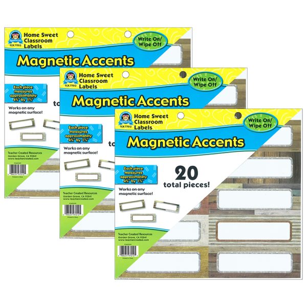 Home Sweet Classroom Labels Magnetic Accents, 20 Per Pack, 3 Packs