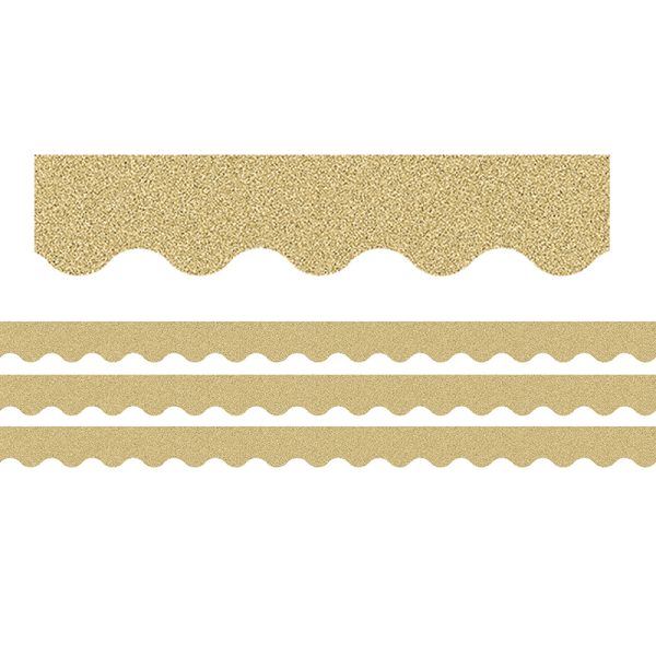 Gold Glitz Scalloped Border Trim, 35 Feet Per Pack, 3 Packs