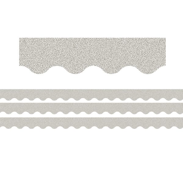 Silver Glitz Scalloped Border Trim, 35 Feet Per Pack, 3 Packs