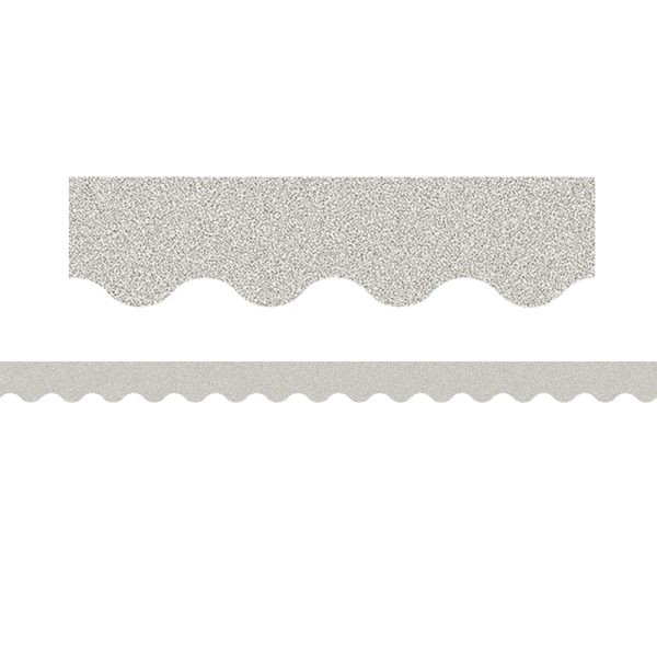 Silver Glitz Scalloped Border Trim, 35 Feet