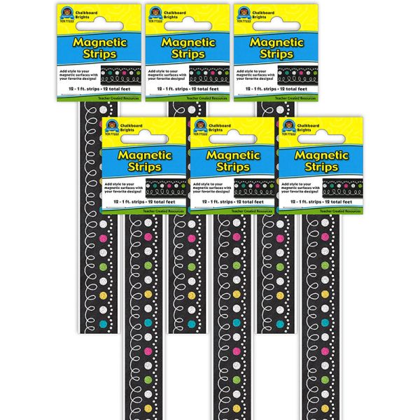 Chalkboard Brights Magnetic Strips, 12 Feet Per Pack, 6 Packs