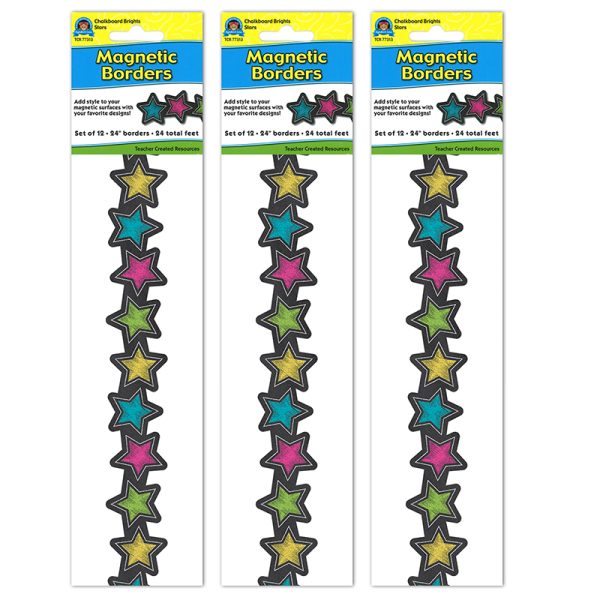 Chalkboard Brights Stars Magnetic Border, 24 Feet Per Pack, 3 Packs