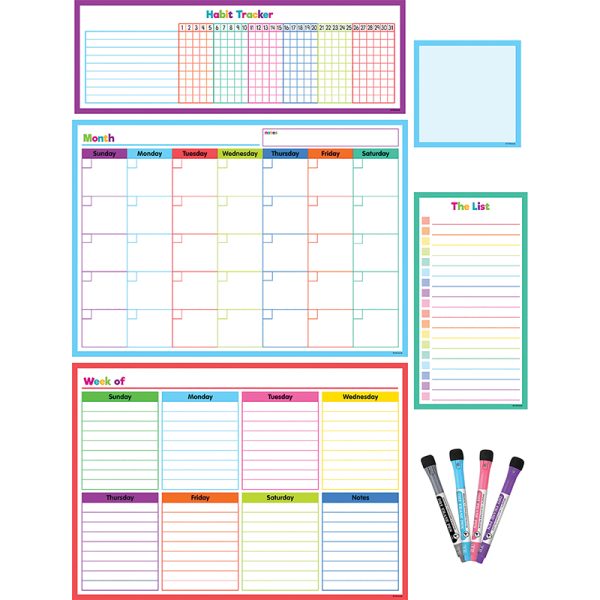 Colorful Dry-Erase Magnetic Calendar Set