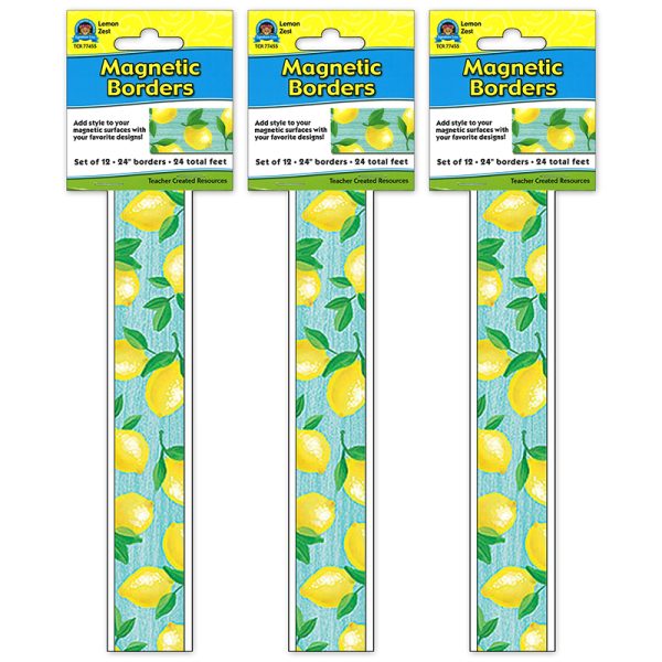 Lemon Zest Magnetic Border, 24 Feet Per Pack, 3 Packs