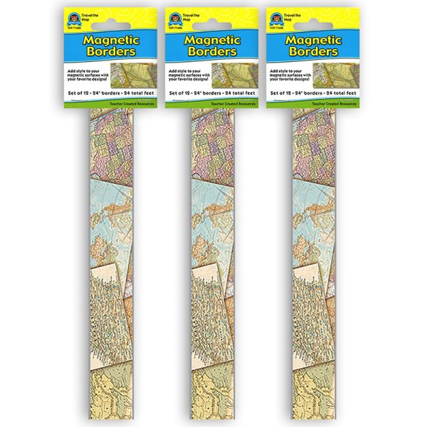 Travel the Map Magnetic Border, 24 Feet Per Pack, 3 Packs