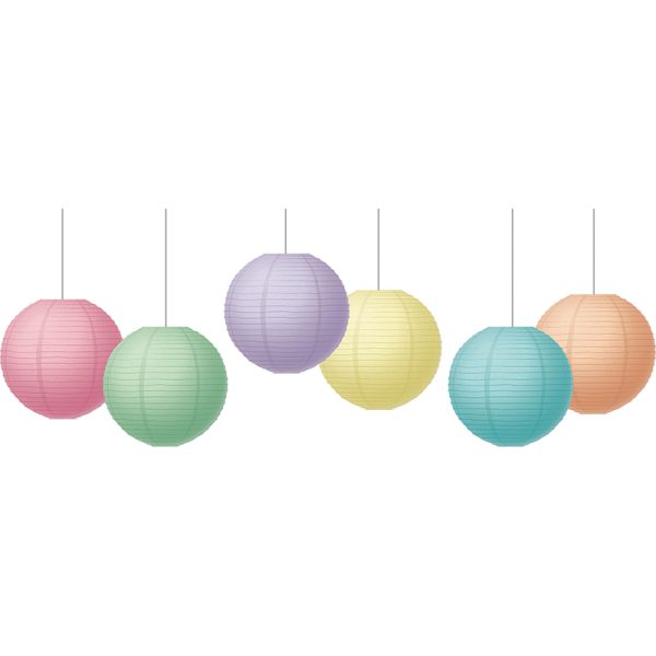 Pastel Pop 8" Hanging Paper Lanterns, Pack of 6