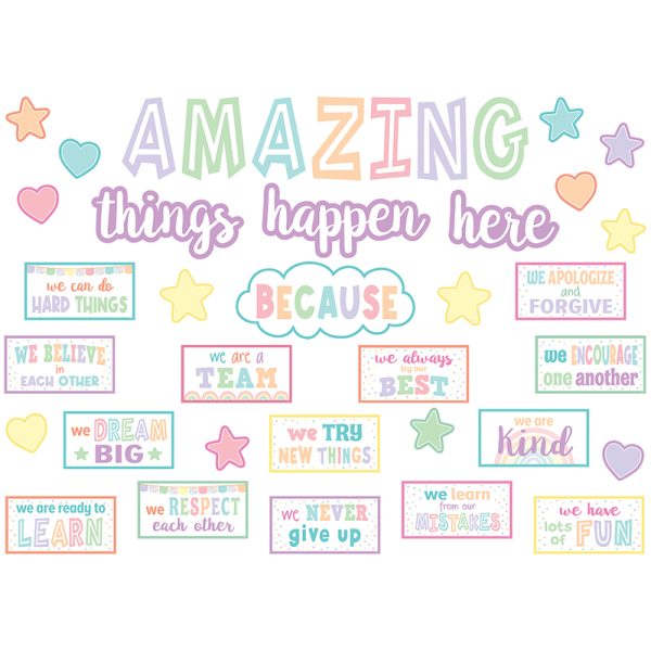 Pastel Pop Amazing Things Happen Here Bulletin Board Set