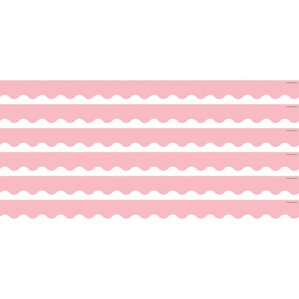 Pastel Pink Scalloped Border Trim, 35 Feet Per Pack, 6 Packs