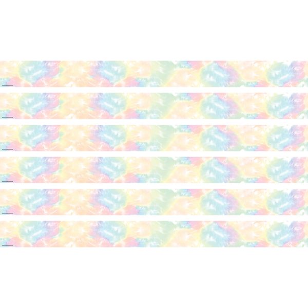 Pastel Pop Tie-Dye Straight Border Trim, 35 Feet Per Pack, 6 Packs