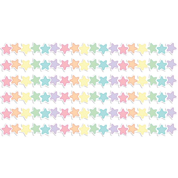 Pastel Pop Stars Die-Cut Border Trim, 35 Feet Per Pack, 6 Packs