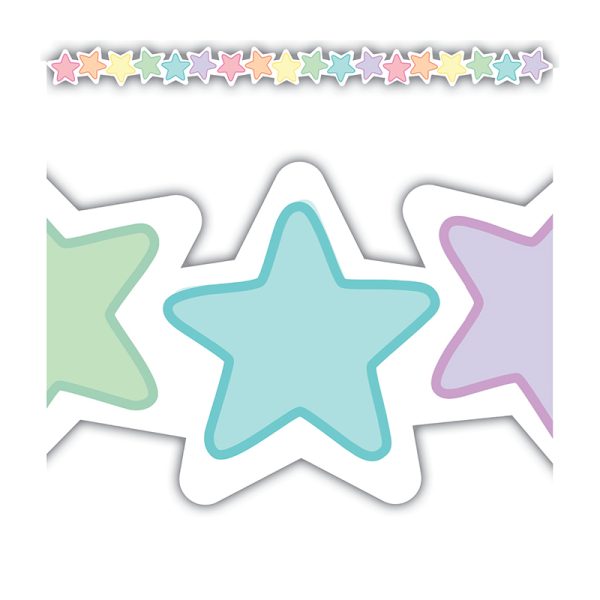 Pastel Pop Stars Die-Cut Border Trim, 35 Feet