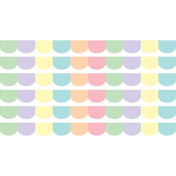 Pastel Pop Scalloped Border Trim, 35 Feet Per Pack, 6 Packs