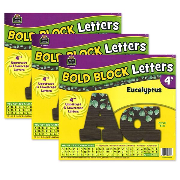 Eucalyptus 4" Bold Block Letters Combo Pack, 230 Per Pack, 3 Packs