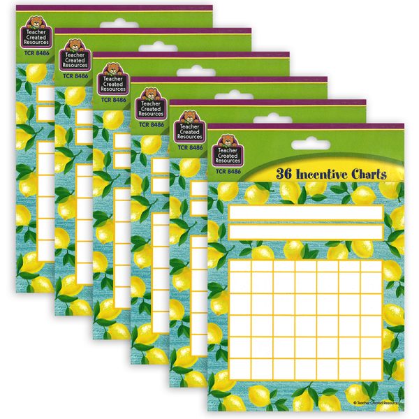 Lemon Zest Incentive Charts, 36 Per Pack, 6 Packs