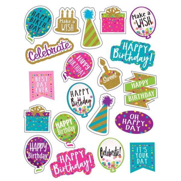 Confetti Happy Birthday Stickers, Pack of 120