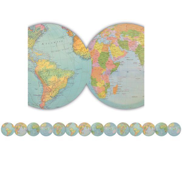 Travel the Map Globes Die-Cut Border Trim, 35 Feet