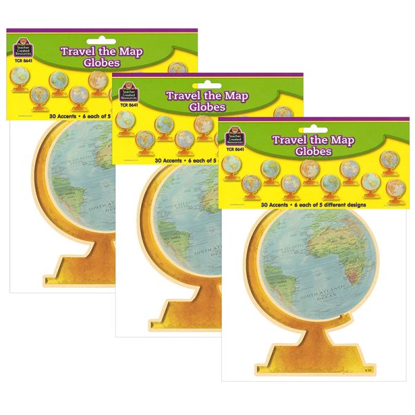 Travel The Map Globes Accents, 30 Per Pack, 3 Packs