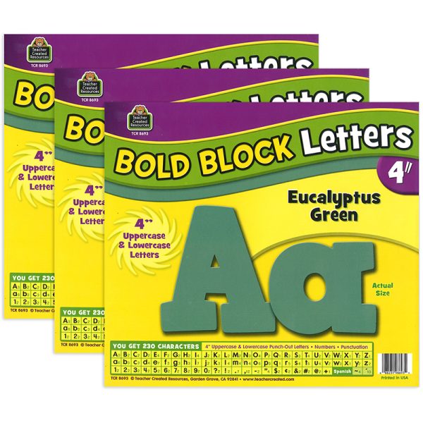 Eucalyptus Green 4" Bold Block Letters Combo, 230 Pack Per Pack, 3 Packs