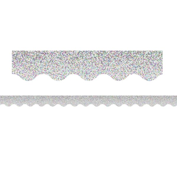 Silver Sparkle Scalloped Border Trim, 35 Feet