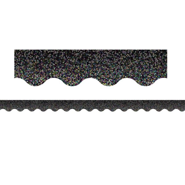 Black Sparkle Scalloped Border Trim, 35 Feet