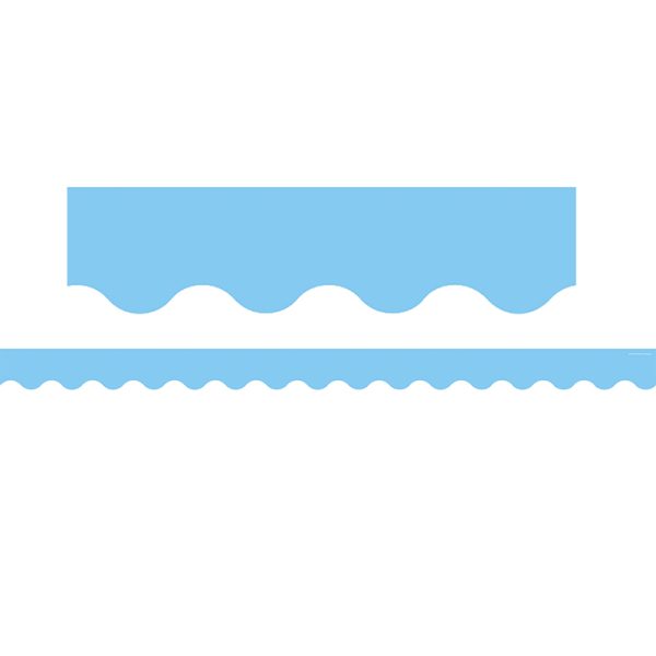 Light Blue Scalloped Border Trim, 35 Feet