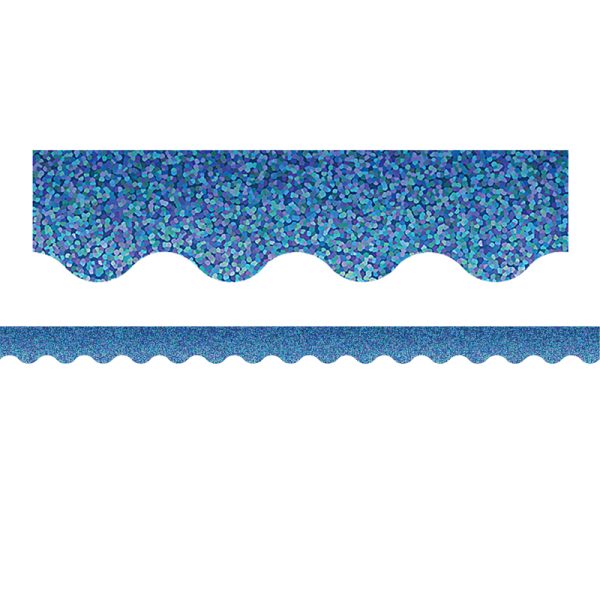 Blue Sparkle Scalloped Border Trim, 35 Feet