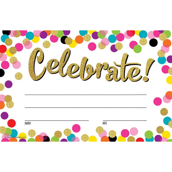 Confetti Celebrate! Awards, 8.5" x 5.5", Pack of 25