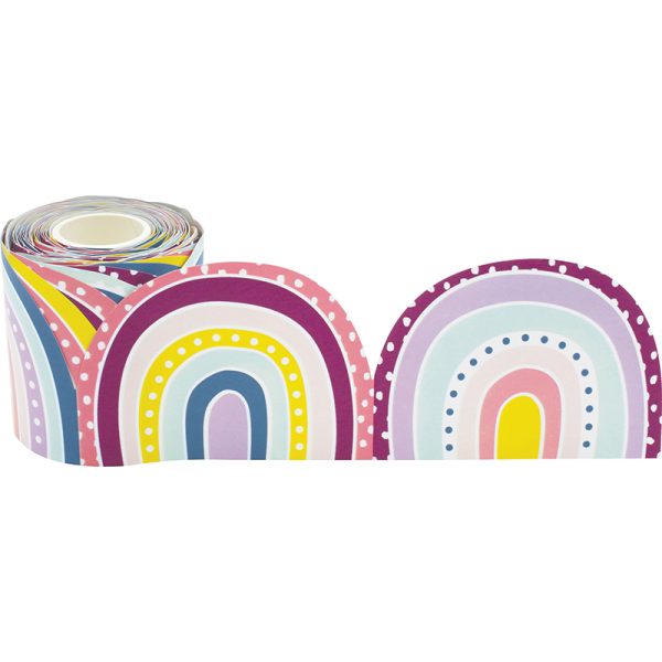 Oh Happy Day Rainbows Die-Cut Rolled Border Trim, 50 Feet