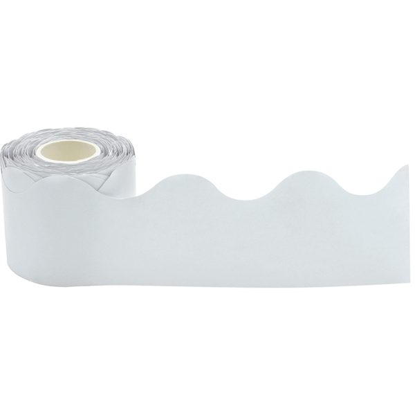 White Scalloped Rolled Border Trim, 50 Feet