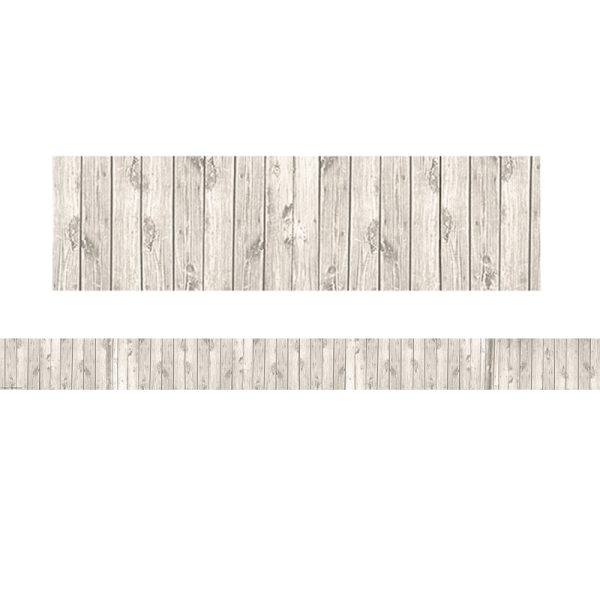 White Wood Design Straight Rolled Border Trim, 50 Feet