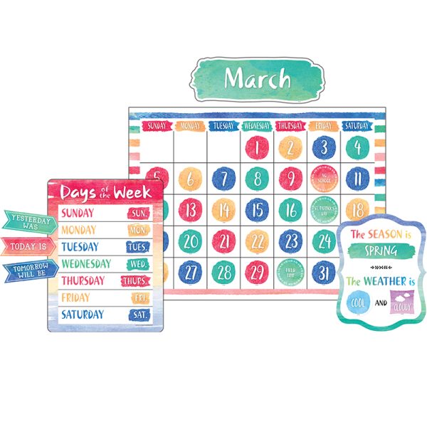 Watercolor Calendar Bulletin Board Display Set