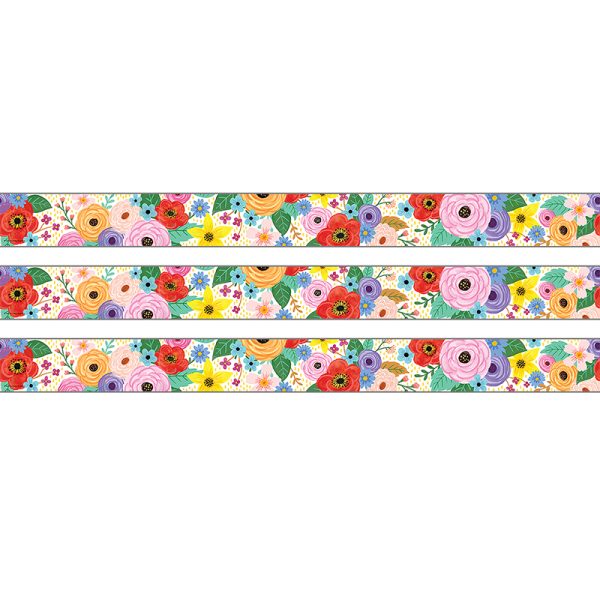 Wildflowers Straight Rolled Border Trim, 50 Feet, 3 Rolls