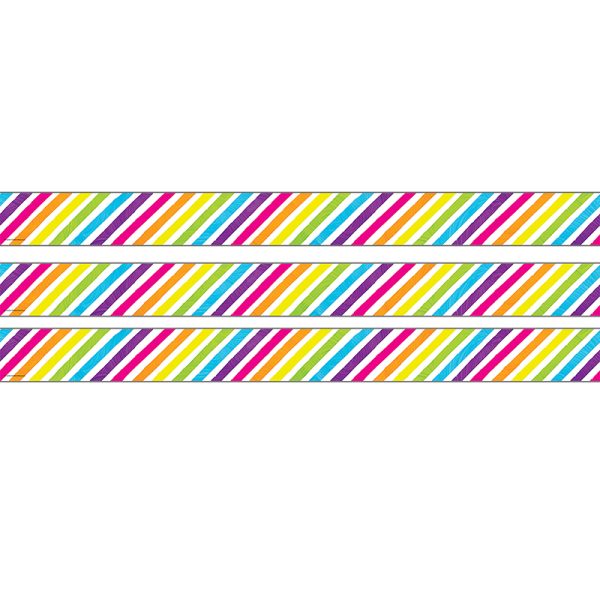 Brights 4Ever Stripes Straight Rolled Border Trim, 50 Feet, 3 Rolls