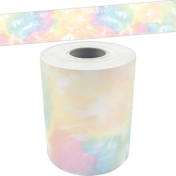 Pastel Pop Tie-Dye Straight Rolled Border Trim, 50 Feet