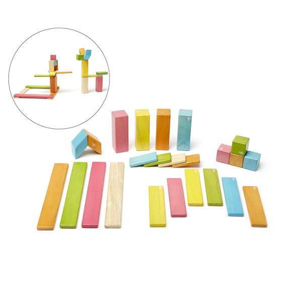 Magnetic Wooden Blocks, 24-Piece Set, Tints