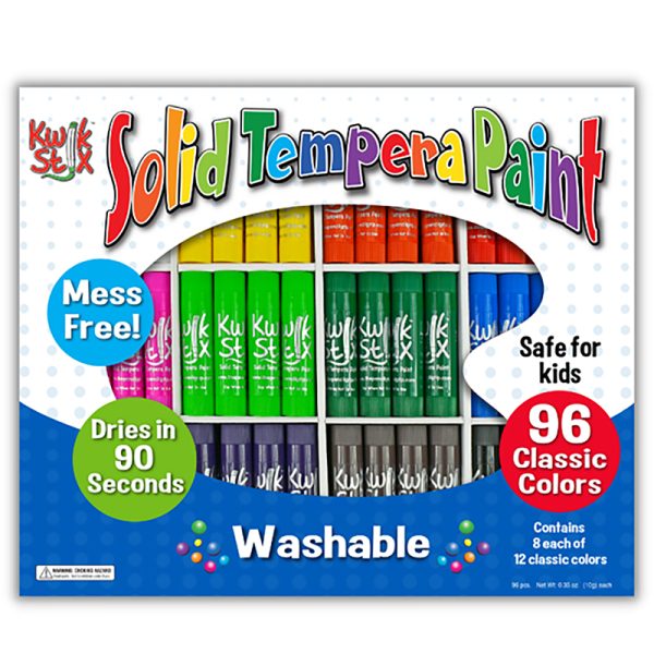 Solid Tempera Paint Stick, Classic Colors, Class Pack of 96