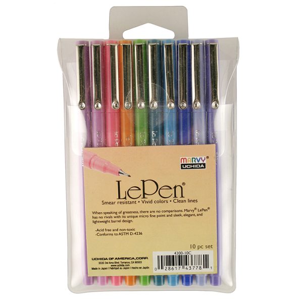 LePen® Micro-Fine Point Pen, Bright, 10 Colors